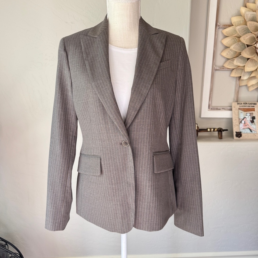BCBGMAXAZRIA ‎ Women's Wool Blend One Button Gray Blazer Size M